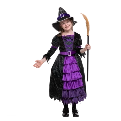 Spooktacular Creations Classic Costumes Purple Witch Costume With Spider Web Skirt - Child