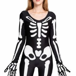 Spooktacular Creations Skeleton/ Day Of The Dead Skeleton Glow In The Dark Catsuit Bodysuit Costumes For Women - Adult