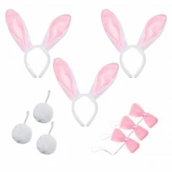 Spooktacular Creations White Bunny Cosplay Accessories Set, 3 Pack Headwear