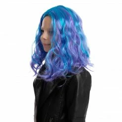 Spooktacular Creations Girl Long Blue Curly Wig For Cosplay- Child Wigs