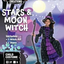 Spooktacular Creations Purple Witch Costume With Stars And Moon Skirt Design - Child Classic Costumes