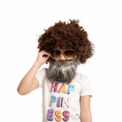 Spooktacular Creations Brown Afro Wig And Beard Wigs