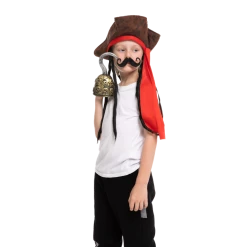 Spooktacular Creations Headwear Pirate Hat With Hook & Mustache Cosplay Kit - Child