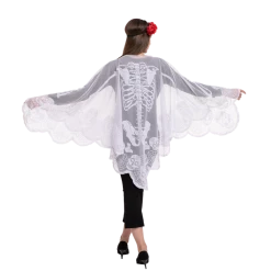 Spooktacular Creations Skeleton Poncho & Red Flower Elastic Headband - Adult Adult Costumes