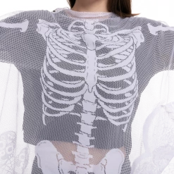 Spooktacular Creations Skeleton Poncho & Red Flower Elastic Headband - Adult Adult Costumes