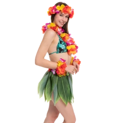 Spooktacular Creations Hawaiian Dancer Cosplay Costume Set In Warm Colors Headwear
