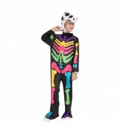 Spooktacular Creations Animal Costumes Colorful Skeleton T-Rex Costume For Role Play Cosplay- Child