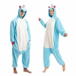 Spooktacular Creations Animal Costumes Blue Unicorn Pajamas Onesie - Adult