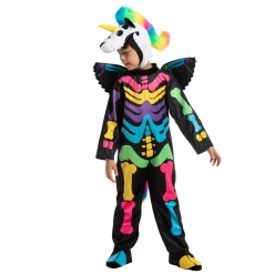 Spooktacular Creations Colorful Unicorn Skeleton Costume For Role Play Cosplay- Child