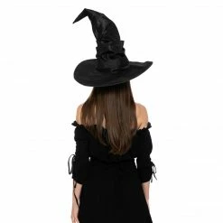Spooktacular Creations Headwear Large Ruched Black Witch Hat Role Play Cosplay Accessaries - Adult