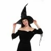 Spooktacular Creations Headwear Large Ruched Black Witch Hat Role Play Cosplay Accessaries - Adult