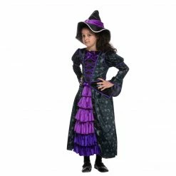 Spooktacular Creations Purple Witch Costume With Stars And Moon Skirt Design - Child Classic Costumes