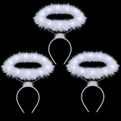 Spooktacular Creations Headwear White LED Angel Halo Headband Cosplay Kit Role Play Accessories, 3 Pack