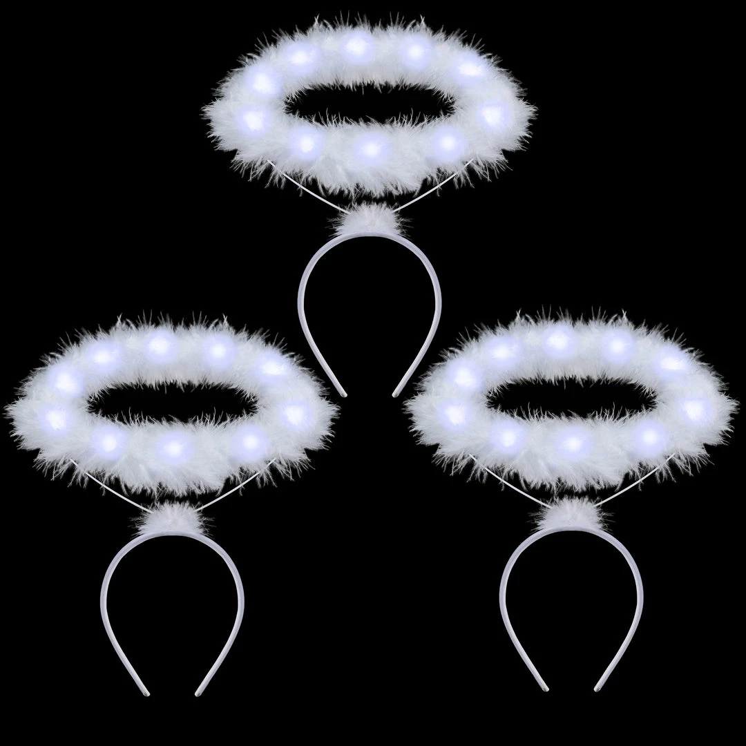 Spooktacular Creations Headwear White LED Angel Halo Headband Cosplay Kit Role Play Accessories, 3 Pack 3 Spooktacular Creations Headwear White LED Angel Halo Headband Cosplay Kit Role Play Accessories, 3 Pack