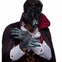 Spooktacular Creations Realistic Werewolf Mask Big Bad Bloody Howling Wolf Cosplay Costume With Bloodstains Include Gloves - Adult
