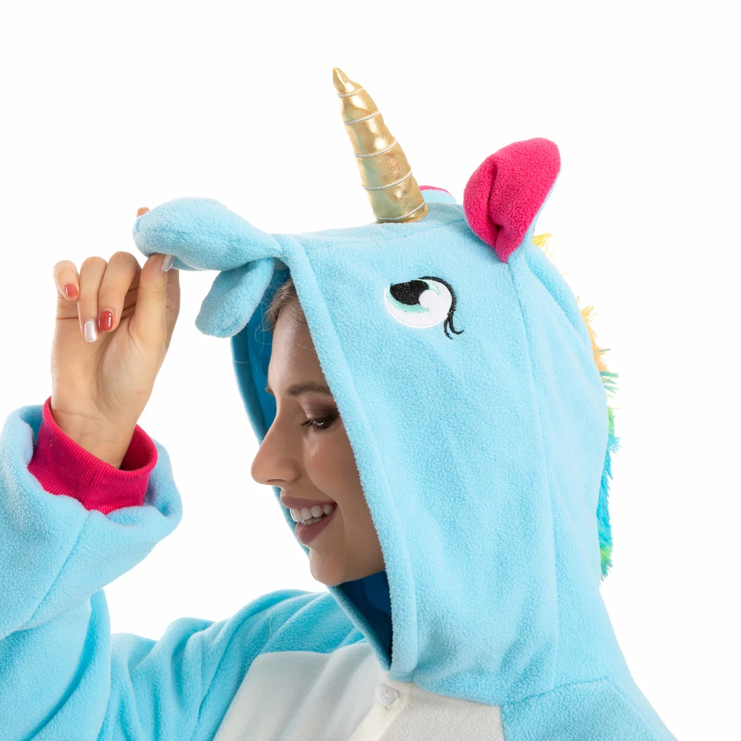 Spooktacular Creations Animal Costumes Blue Unicorn Pajamas Onesie - Adult 5 Spooktacular Creations Animal Costumes Blue Unicorn Pajamas Onesie - Adult