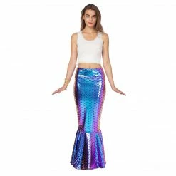Spooktacular Creations Adult Costumes Metallic Hologram Shiny Mermaid Skirt Costume Cosplay - Adult