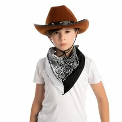 Spooktacular Creations Brown Cowboy Hat With 3 Bandanas Headwear