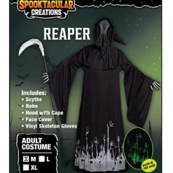 Spooktacular Creations Grim Reaper Scary Skeleton Costumes With Glow Pattern For Men Cosplay