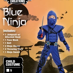 Spooktacular Creations Striking Blue Ninja Costume Cosplay Role Play- Child