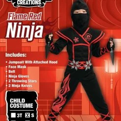 Spooktacular Creations Spooktacular Creation Flame Red Ninja Costume, Unisex Kids Ninja Costume