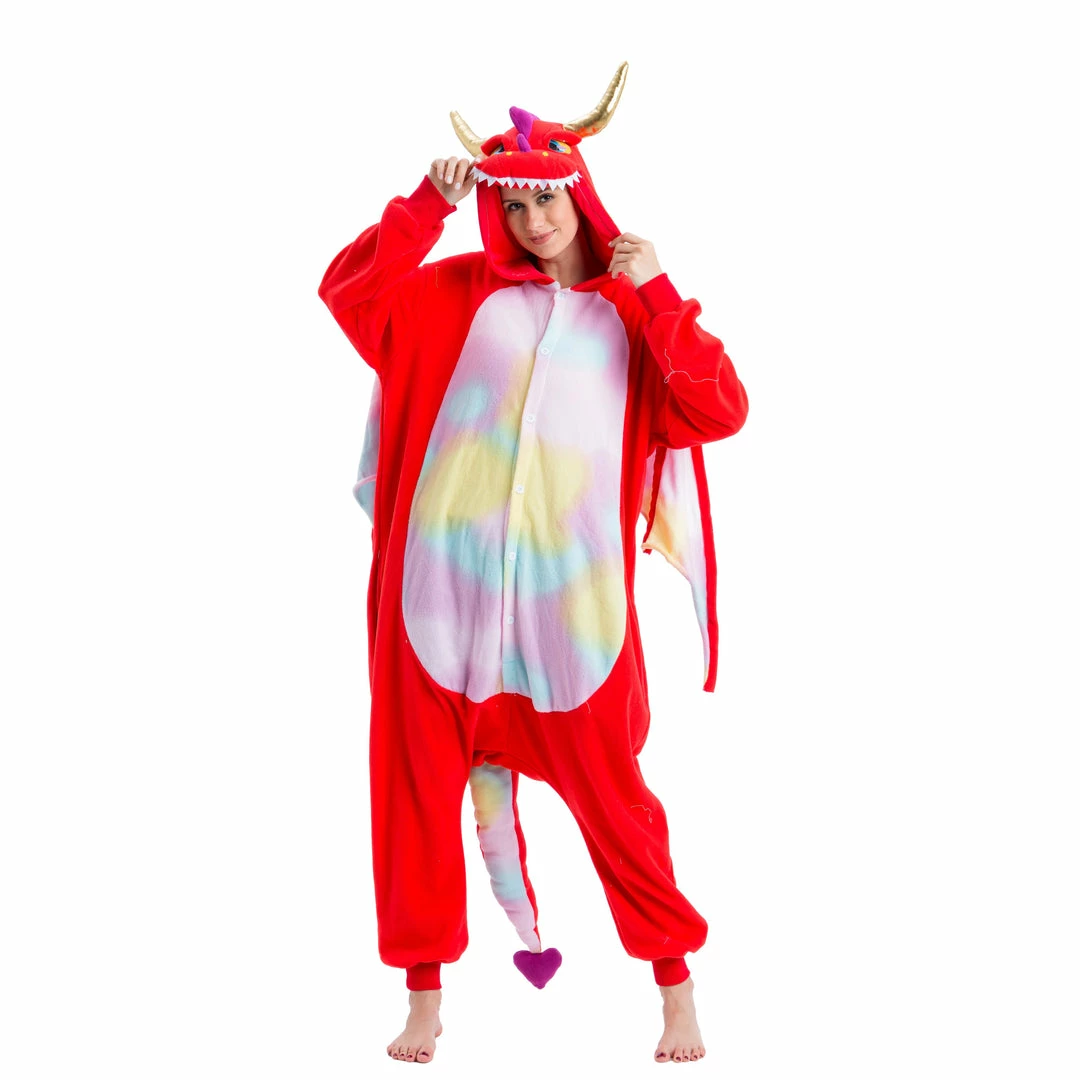 Spooktacular Creations Red Dragon Animal Onesies Costume Cosplay- Adult Animal Costumes 3 Spooktacular Creations Red Dragon Animal Onesies Costume Cosplay- Adult Animal Costumes