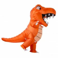 Spooktacular Creations Inflatable Animated Orange Dinosaur Costume Cosplay