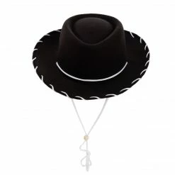 Spooktacular Creations Black Felt Cowboy Hats For Kids Cosplay, 3 Pack