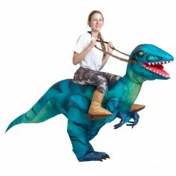 Spooktacular Creations Animal Costumes Inflatable Ride-On Blue Raptor Dinosaur Costume - Adult