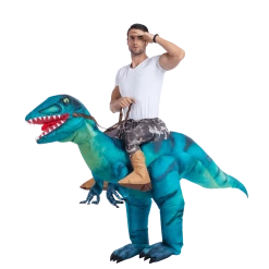 Spooktacular Creations Animal Costumes Inflatable Ride-On Blue Raptor Dinosaur Costume - Adult