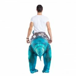 Spooktacular Creations Animal Costumes Inflatable Ride-On Blue Raptor Dinosaur Costume - Adult
