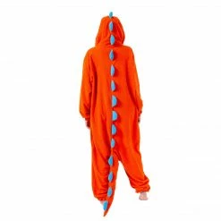 Spooktacular Creations Orange Dinosaur Animal Onesie Pajama Costume - Adult