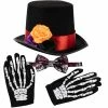 Spooktacular Creations Day Of The Dead Cosplay - Short Gloves, Men's Hat, Bow Tie