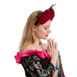 Spooktacular Creations Day Of The Dead 2 - Headband With Rose, Face Tattoo