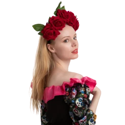 Spooktacular Creations Day Of The Dead 2 - Headband With Rose, Face Tattoo