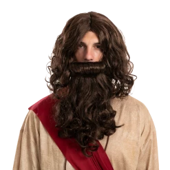 Spooktacular Creations Men Brown Wizard Wig With Beard Cosplay- Adult