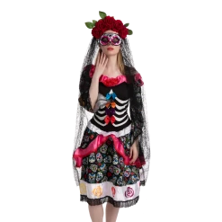 Spooktacular Creations Day Of The Dead Cosplay - Headband With Rose And Veil, Masquerade Eye Mask