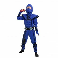 Spooktacular Creations Striking Blue Ninja Costume Cosplay Role Play- Child