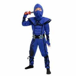 Spooktacular Creations Striking Blue Ninja Costume Cosplay Role Play- Child