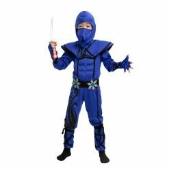 Spooktacular Creations Striking Blue Ninja Costume Cosplay Role Play- Child