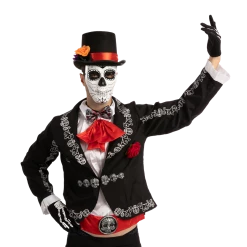 Spooktacular Creations Day Of The Dead Cosplay - Short Gloves, Men's Hat, Bow Tie