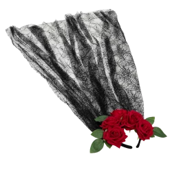 Spooktacular Creations Day Of The Dead Cosplay - Headband With Rose And Veil, Face Tattoo 15 Spooktacular Creations Day Of The Dead Cosplay - Headband With Rose And Veil, Face Tattoo