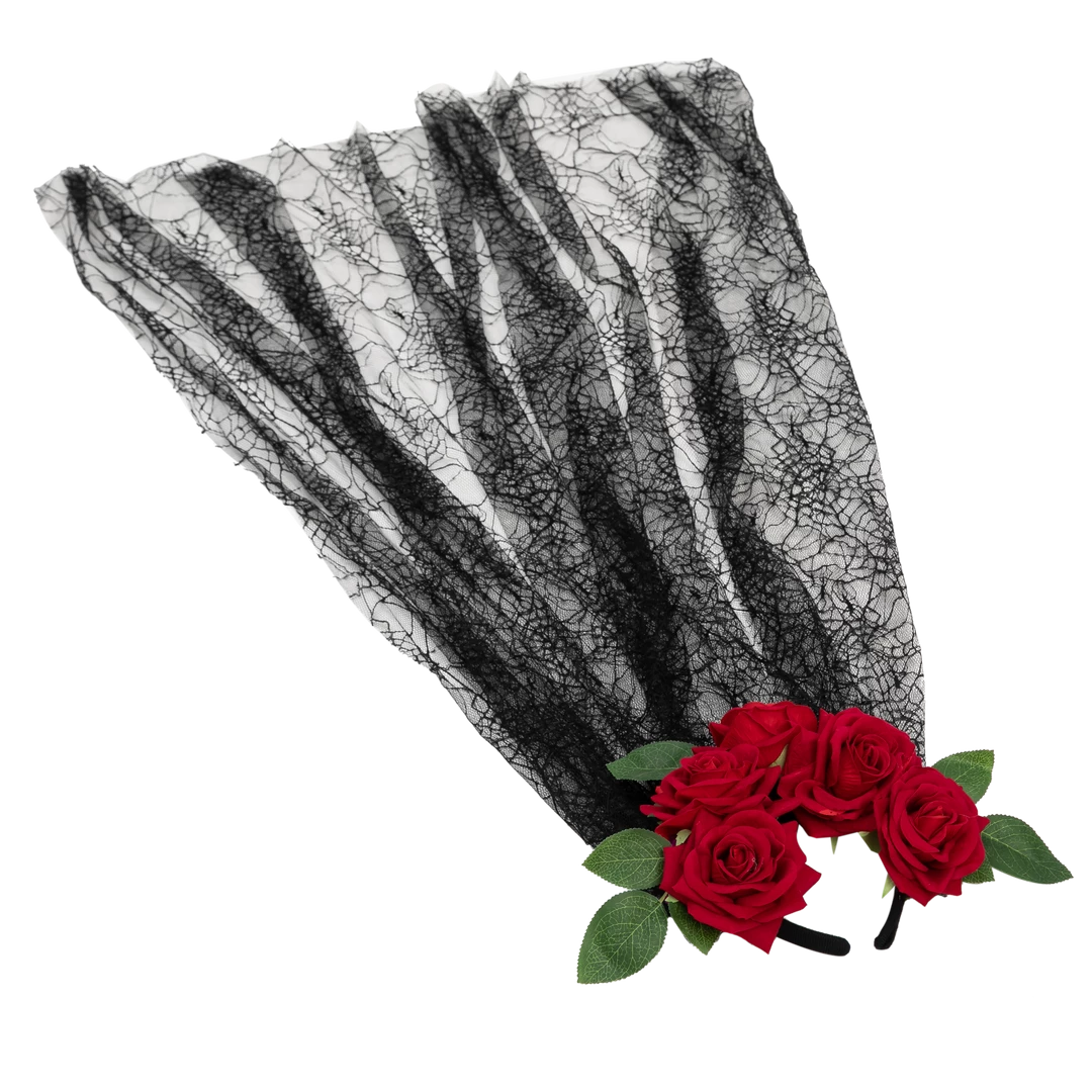 Spooktacular Creations Day Of The Dead Cosplay - Headband With Rose And Veil, Face Tattoo 9 Spooktacular Creations Day Of The Dead Cosplay - Headband With Rose And Veil, Face Tattoo