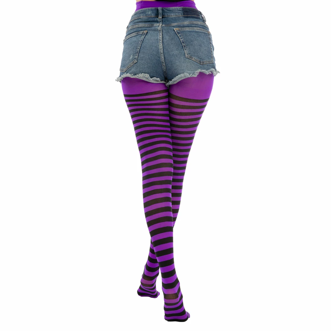 Spooktacular Creations Women's Nylon Striped Tights Black/Purple - Standard, 3 Pack 5 Spooktacular Creations Women's Nylon Striped Tights Black/Purple - Standard, 3 Pack