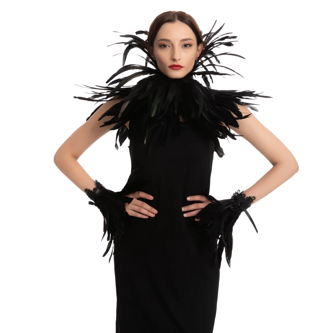 Spooktacular Creations Black Queen Cosplay Accessories With Choker Shawl & Cuff Props 3 Spooktacular Creations Black Queen Cosplay Accessories With Choker Shawl & Cuff Props