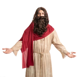 Spooktacular Creations Men Brown Wizard Wig With Beard Cosplay- Adult