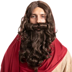 Spooktacular Creations Men Brown Wizard Wig With Beard Cosplay- Adult