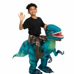Spooktacular Creations Animal Costumes Inflatable Ride-On Blue Raptor Dinosaur Costume - Adult