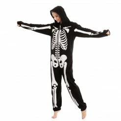 Spooktacular Creations Skeleton Plush Pajamas Onesie - Adult Skeleton/ Day Of The Dead