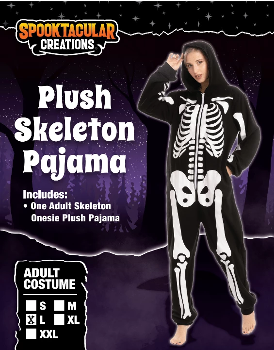 Spooktacular Creations Skeleton Plush Pajamas Onesie - Adult Skeleton/ Day Of The Dead 10 Spooktacular Creations Skeleton Plush Pajamas Onesie - Adult Skeleton/ Day Of The Dead
